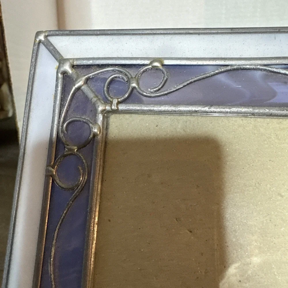 Vintage Stained Glass Picture Frame Purple 3.5
